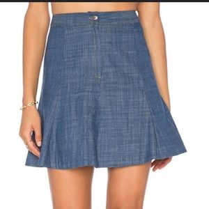 Revolve, WAYF, Swing Skirt in Chambray,‎ Blue, Size Medium